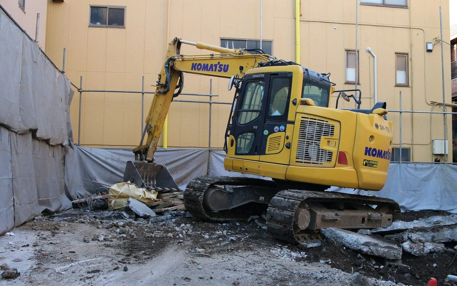 Excavator working on a building site
